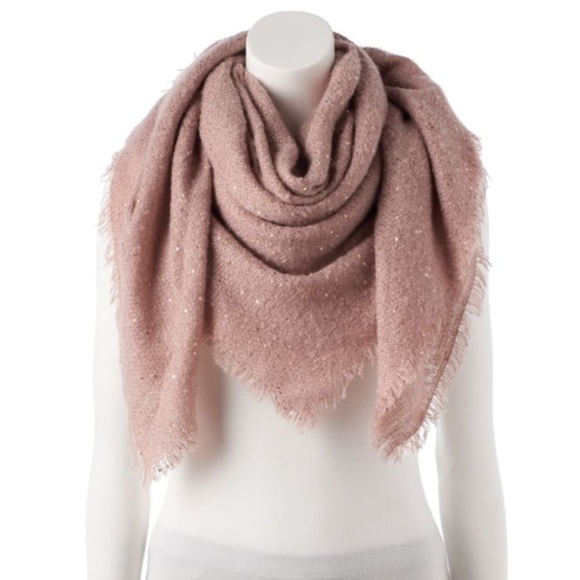 NWT LC Lauren Conrad Adobe Rose Glitter Cozy Chic Large SQUARE scarf 48” x 48” - Picture 1 of 11